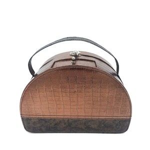 Women's Copper Colored Stylish Make Up Jewelry Box Carrying Case With Mirror